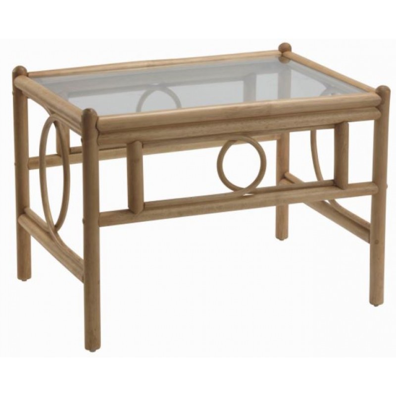 DE Dirdam Light Oak Coffee Table + Clear Glass